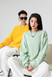 Autumn and winter 450g silver fox velvet off-shoulder round neck sweatshirt hooded long-sleeved sweatshirt group order for men and women with printed logo Autumn and winter 450g silver fox velvet off-shoulder round neck sweatshirt hooded long-sleeved sweatshirt group order for men and women with printed logo