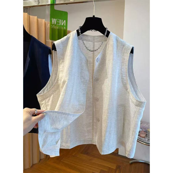 New summer high-end sleeveless vest for women's thin vest jacket cotton linen vest top ~ clearance external order
New summer high-end sleeveless vest for women's thin vest jacket cotton linen vest top ~ clearance external order