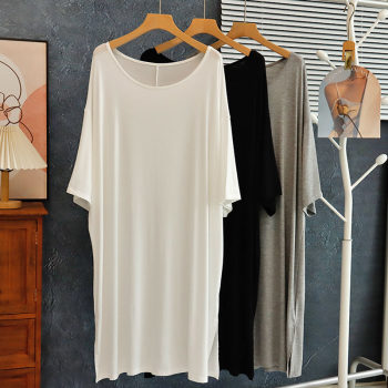 Modal mid -length T -shirt nighttime nightgow, thin girl summer switch, knee loose loose large size pajamas, pregnant women skirts
 Modal mid -length T -shirt nighttime nightgow, thin girl summer switch, knee loose loose large size pajamas, pregnant women skirts