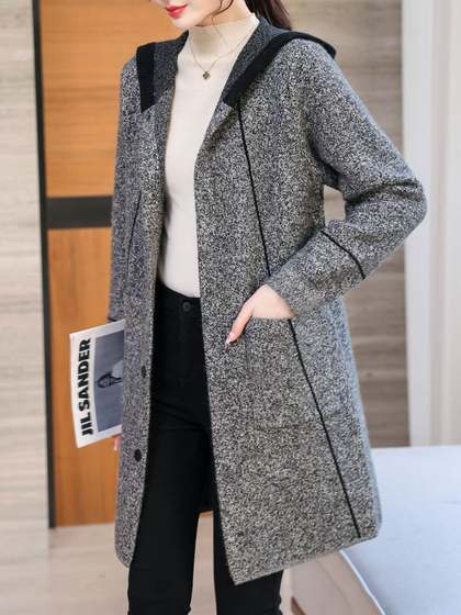 Hooded cashmere coat for women mid-length 2025 autumn and winter new fashionable mother large size high-end double-sided woolen jacket Hooded cashmere coat for women mid-length 2025 autumn and winter new fashionable mother large size high-end double-sided woolen jacket