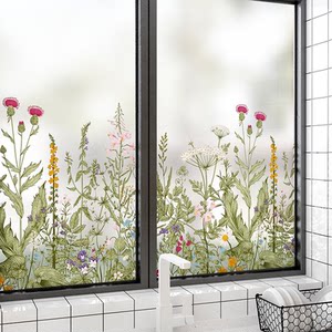 Kitchen glass anti-peeping film French retro floral decoration bathroom toilet transparent and unobstructed with static stickers Kitchen glass anti-peeping film French retro floral decoration bathroom toilet transparent and unobstructed with static stickers