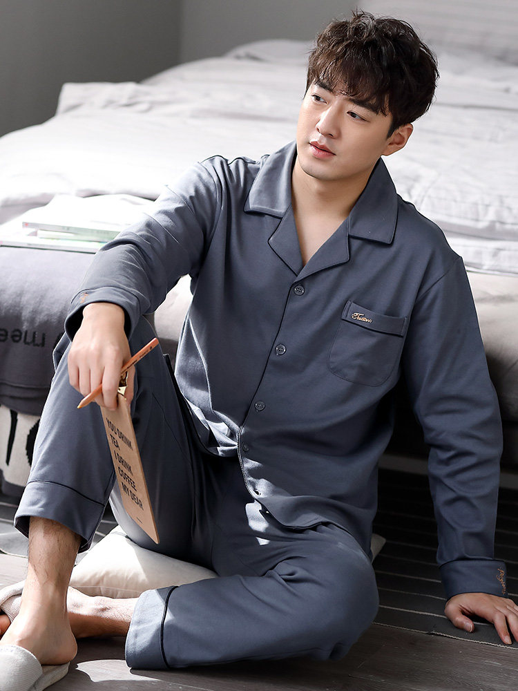 Pigiama Uomo in Cotone Carrefour - Manica Lunga, Collo con Patta