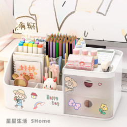 School Pen Holder Multi-Functional Drawer-Type Stationery Storage Cosmetics Desktop Storage Box Makeup Student Storage Rack School Pen Holder Multi-Functional Drawer-Type Stationery Storage Cosmetics Desktop Storage Box Makeup Student Storage Rack