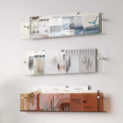 Acrylic Wall-Mounted Bookshelf, Brown Transparent Wall-Mounted Picture Book Rack, Magazine Rack, Simple Wall-Mounted Decoration, Transparent Display Rack Acrylic Wall-Mounted Bookshelf, Brown Transparent Wall-Mounted Picture Book Rack, Magazine Rack, Simple Wall-Mounted Decoration, Transparent Display Rack