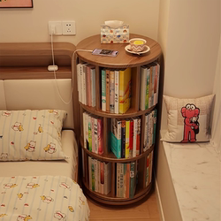 Solid Wood Rotating Bookshelf Bedside Table Floor-Standing Corner Cabinet 360-Degree Circular Storage Rack Movable Student Small Bookcase Solid Wood Rotating Bookshelf Bedside Table Floor-Standing Corner Cabinet 360-Degree Circular Storage Rack Movable Student Small Bookcase