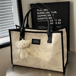 Large Capacity Canvas Tote Bag for Women 2025 Japanese Cartoon Style Handbag Shopping Bag Commuter Bag Gym Travel Mommy Bag Large Capacity Canvas Tote Bag for Women 2025 Japanese Cartoon Style Handbag Shopping Bag Commuter Bag Gym Travel Mommy Bag