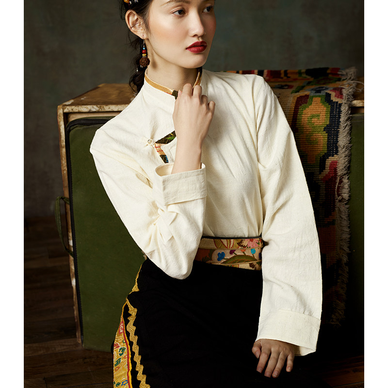 Top Donna in Cotone e Lino Stile Tibetano