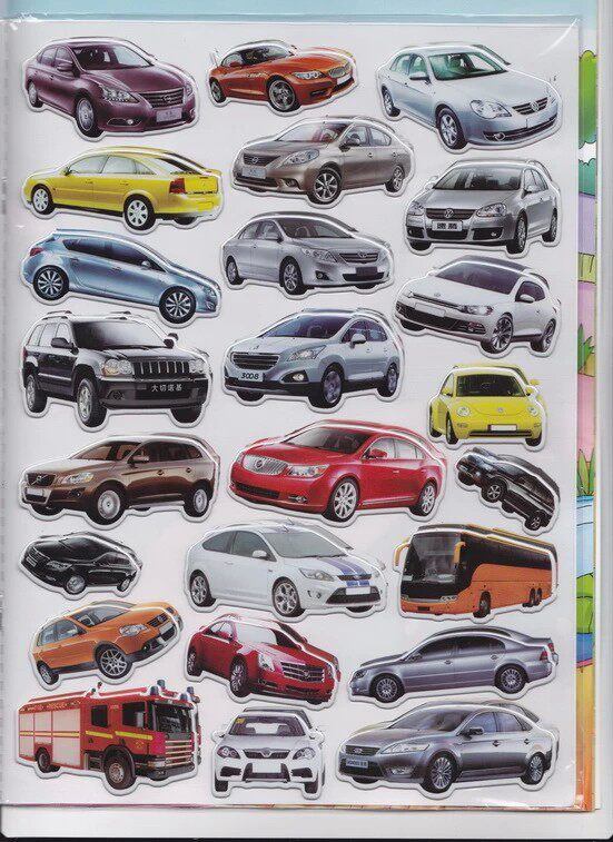 包邮6册 全新3d汽车泡泡贴纸炫彩车系等 撕不烂反复贴