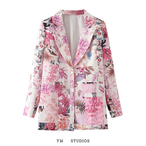 European and American women's clothing Chic retro floral print women's suit early autumn high-end single-breasted casual jacket
European and American women's clothing Chic retro floral print women's suit early autumn high-end single-breasted casual jacket