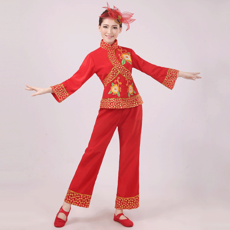 2014新款特价民族秧歌服腰鼓服装扇子舞广场舞民族舞蹈演出服女装
