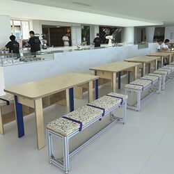 Popular Cafe Milk Tea Dessert Bakery Ocean Board Bench Table and Chair Combination Leisure Bar Table and Chair Suit Popular Cafe Milk Tea Dessert Bakery Ocean Board Bench Table and Chair Combination Leisure Bar Table and Chair Suit
