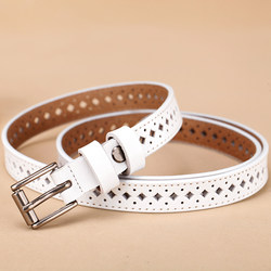 Hollow-Out Women's Leather Belt, Multi-Hole Fashion Belt, Thin Decorative Belt for Women, Genuine Leather Belt for Skirts, White Versatile Summer Belt Hollow-Out Women's Leather Belt, Multi-Hole Fashion Belt, Thin Decorative Belt for Women, Genuine Leather Belt for Skirts, White Versatile Summer Belt