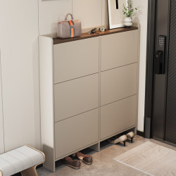 Flip-Top Shoe Cabinet, Solid Wood, Modern and Simple, for Home Use at the Entrance, Integrated Storage Cabinet, New Model Flip-Top Shoe Cabinet, Solid Wood, Modern and Simple, for Home Use at the Entrance, Integrated Storage Cabinet, New Model
