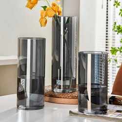 New Gray-Black Acrylic Anti-Fall Straight Vase, High-End Flower Arrangement Hydroponic Container, Translucent Gray Vase New Gray-Black Acrylic Anti-Fall Straight Vase, High-End Flower Arrangement Hydroponic Container, Translucent Gray Vase