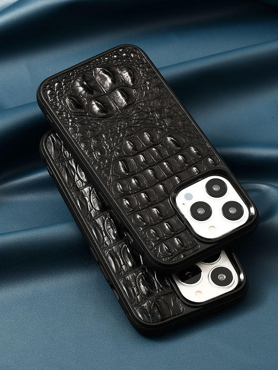 Crocodile Pattern Genuine Leather Luxury MagSafe 15, 14, 13, 12 iPhone Case