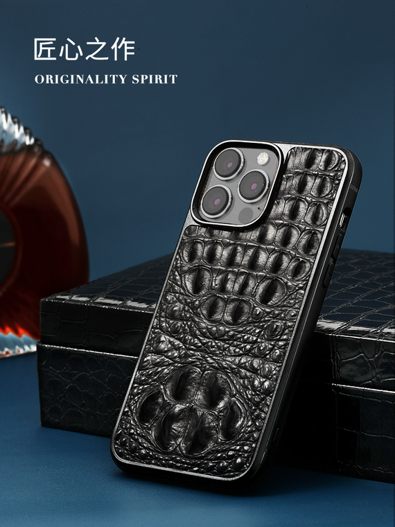 Crocodile Pattern Genuine Leather Luxury MagSafe 15, 14, 13, 12 iPhone Case
