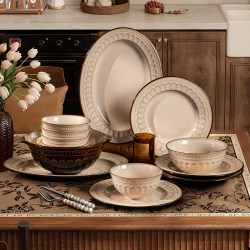 Sisin Shixin Underglaze Color Bowl and Plate Set Home Use Eternal City Tableware Set Ceramic Bowl and Plate Combination Gift Set Sisin Shixin Underglaze Color Bowl and Plate Set Home Use Eternal City Tableware Set Ceramic Bowl and Plate Combination Gift Set