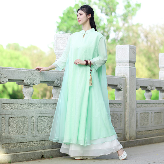 Zen women's clothing, Chinese style modified ramie Zen dance clothes loose large size Chinese stand-up collar button water drop collar dress
Zen women's clothing, Chinese style modified ramie Zen dance clothes loose large size Chinese stand-up collar button water drop collar dress
