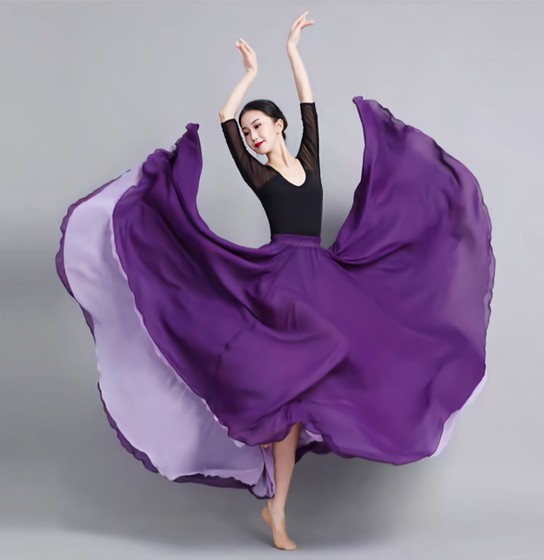 Retro wind and elegant double -layer double -sided can wear 720 degrees dance Chinese style fairy temperament half -body big skirt long skirt Retro wind and elegant double -layer double -sided can wear 720 degrees dance Chinese style fairy temperament half -body big skirt long skirt