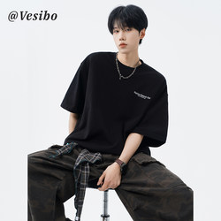 American-Style Letter Print Sports Short-Sleeved Men's Summer Trendy Brand Youth Large Size T-Shirt Loose Retro Casual Top American-Style Letter Print Sports Short-Sleeved Men's Summer Trendy Brand Youth Large Size T-Shirt Loose Retro Casual Top