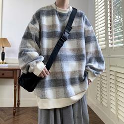 Men's Fleece-Lined Hooded Sweatshirt, Japanese Retro Heavy Woolen Jacket, Niche Printed Pattern, Loose Fit, Autumn and Winter Men's Fleece-Lined Hooded Sweatshirt, Japanese Retro Heavy Woolen Jacket, Niche Printed Pattern, Loose Fit, Autumn and Winter