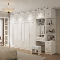 European-Style Carved Wardrobe for Home Bedroom, Economical with Dressing Table, Side Cabinet, and Top Cabinet Combination, Wooden Storage Large Wardrobe European-Style Carved Wardrobe for Home Bedroom, Economical with Dressing Table, Side Cabinet, and Top Cabinet Combination, Wooden Storage Large Wardrobe
