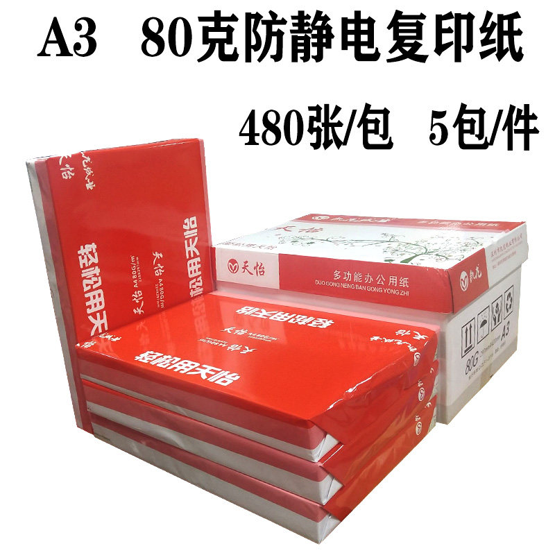 광동성 무료 배송 A3 복사 용지 시험지 백서 필기 신문 도화지 80G A3 정전기 방지 인쇄 백서 TIANYI-