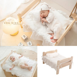 Baby's 100-Day Photo Shoot Natural Wood Color Bed, Simple Nordic Style Photo Studio Children's Newborn Photography Props, Pet Home Decor Baby's 100-Day Photo Shoot Natural Wood Color Bed, Simple Nordic Style Photo Studio Children's Newborn Photography Props, Pet Home Decor