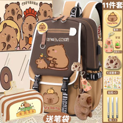 Children's Schoolbag Kapibara Large Capacity Junior High School Girls Elementary School Boys Lightweight Cute Backpack Girls Children's Schoolbag Kapibara Large Capacity Junior High School Girls Elementary School Boys Lightweight Cute Backpack Girls
