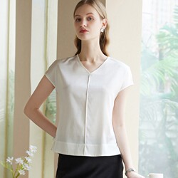 25 spring and summer new thick silk satin solid color V-neck short-sleeved heavy mulberry silk top women's vest temperament 25 spring and summer new thick silk satin solid color V-neck short-sleeved heavy mulberry silk top women's vest temperament