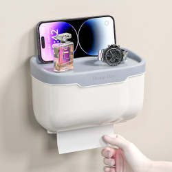 No-punch bathroom tissue box waterproof toilet tissue box storage bathroom shelf wall-mounted kitchen No-punch bathroom tissue box waterproof toilet tissue box storage bathroom shelf wall-mounted kitchen