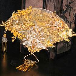 Wedding Fan DIY High-End Gold Morning Robe Heavy Craftsmanship Handmade LAOSHU Wedding Fan Bride Wedding Xiuhe Fan Material Kit Wedding Fan DIY High-End Gold Morning Robe Heavy Craftsmanship Handmade LAOSHU Wedding Fan Bride Wedding Xiuhe Fan Material Kit