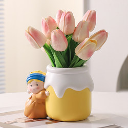 Cute Girl Wearing Pearl Earrings Vase Ornament Living Room Flower Arrangement Office Desk High-End Decoration Birthday Gift Cute Girl Wearing Pearl Earrings Vase Ornament Living Room Flower Arrangement Office Desk High-End Decoration Birthday Gift