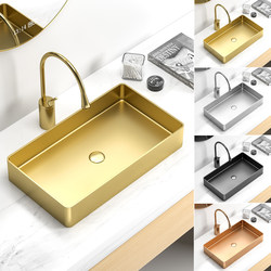 304 Stainless Steel Washbasin Bar B&B Bathroom Golden Thin Edge Countertop Basin Black Rectangular Washbasin 304 Stainless Steel Washbasin Bar B&B Bathroom Golden Thin Edge Countertop Basin Black Rectangular Washbasin