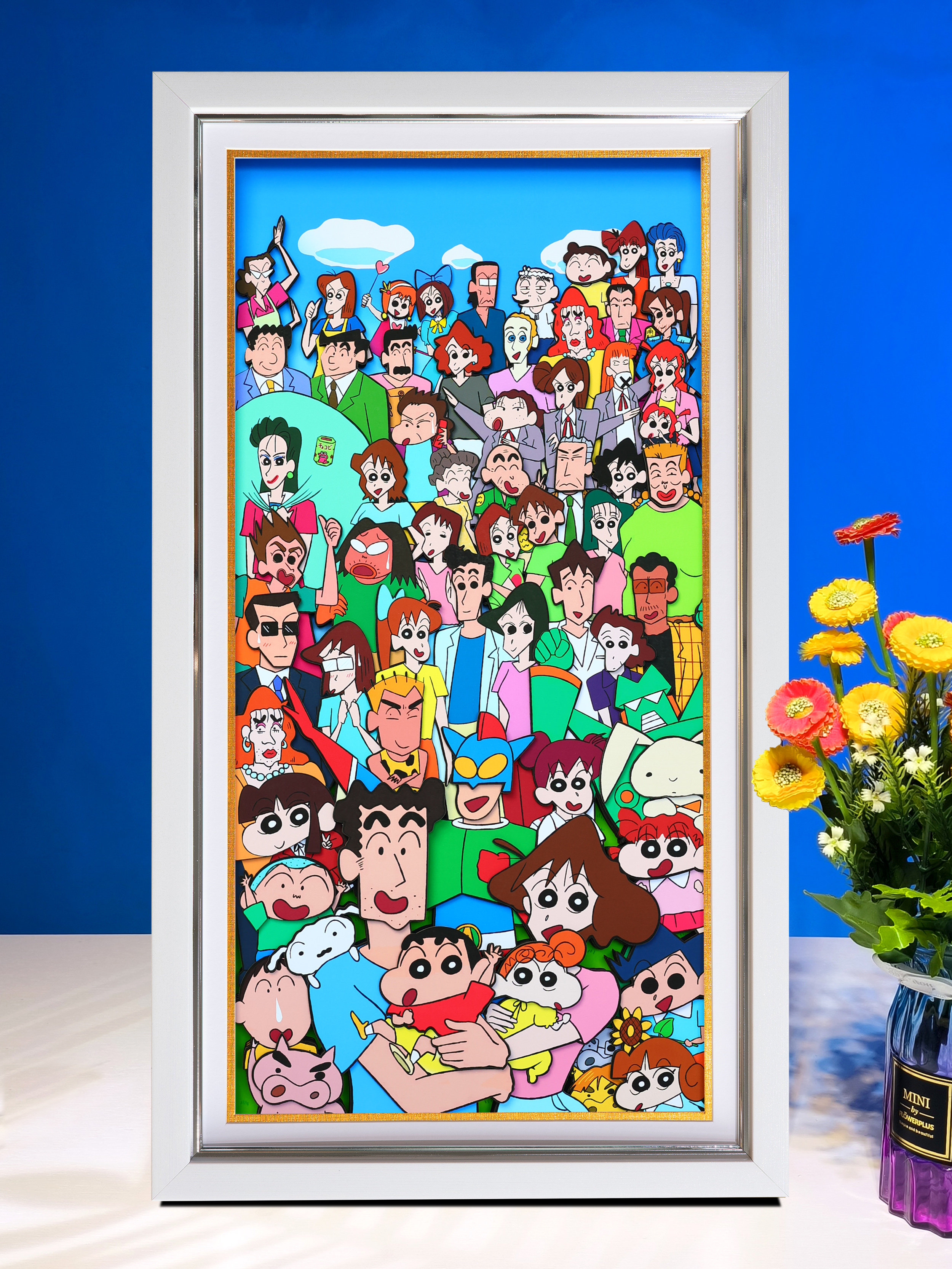 クレヨンしんちゃん 家族の肖像 3D 壁掛けアート - 手作りの日本の