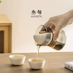 Automatic Tea Brewing Device for Lazy People, Household Glass Tea Set, Small Green Tangerine Brewing Teapot with Lid and Filter, Fair Cup Automatic Tea Brewing Device for Lazy People, Household Glass Tea Set, Small Green Tangerine Brewing Teapot with Lid and Filter, Fair Cup
