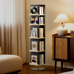 Black and White Rotating Bookshelf 360-Degree Bookcase Corner Does Not Take up Space Storage Rack with Full-Length Mirror Integrated Solid Wood Bookshelf Black and White Rotating Bookshelf 360-Degree Bookcase Corner Does Not Take up Space Storage Rack with Full-Length Mirror Integrated Solid Wood Bookshelf
