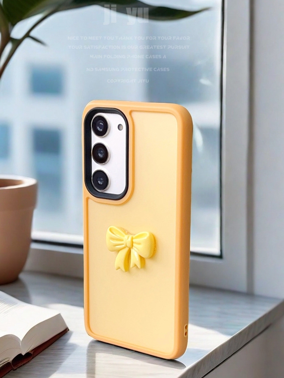 Cute Yellow Ribbon For Girls S24, S24 Plus, S24 Ultra, S23, S23 Plus, S23 Ultra, S22, S22 Plus, S22 Ultra Samsung Phone Case