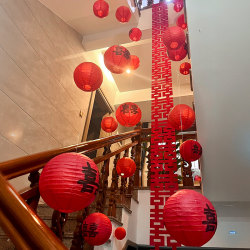 Wedding Decoration for Rural Self-Built Houses, Including Stair Railings, Double Happiness Character Lanterns, and a Complete Set of Decorations for the Bride and Groom's Newlywed Room Wedding Decoration for Rural Self-Built Houses, Including Stair Railings, Double Happiness Character Lanterns, and a Complete Set of Decorations for the Bride and Groom's Newlywed Room