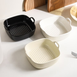 High Temperature Resistant Ceramic Plate, Double-Ear Baking Pan, Special Plate for Oven and Air Fryer, Fruit Salad Bowl, Baked Rice Plate High Temperature Resistant Ceramic Plate, Double-Ear Baking Pan, Special Plate for Oven and Air Fryer, Fruit Salad Bowl, Baked Rice Plate