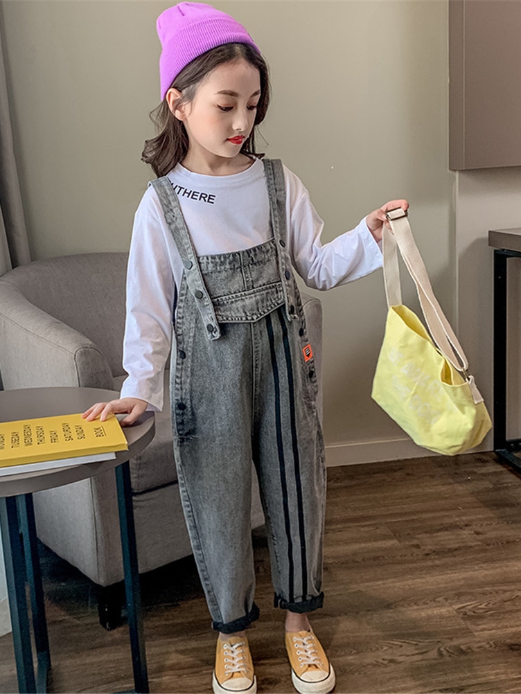 中大童吊带牛仔裤儿童小女孩背带裤 中大童吊带牛仔裤儿童小女孩背带裤