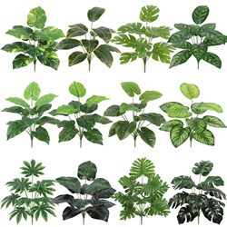 Artificial Green Plant Wall Decoration, Small Grass Bunches, Monstera Leaves, Home Greening, Landscaping, Fake Flowers, Photo Props, Realistic Leaves Artificial Green Plant Wall Decoration, Small Grass Bunches, Monstera Leaves, Home Greening, Landscaping, Fake Flowers, Photo Props, Realistic Leaves