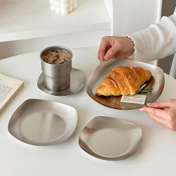 High-End Stainless Steel Plate, Household Square Metal Tray, Snack Plate, Bread Cake Dessert Plate, Snack Plate, Dinner Plate High-End Stainless Steel Plate, Household Square Metal Tray, Snack Plate, Bread Cake Dessert Plate, Snack Plate, Dinner Plate