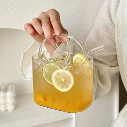 Glass Handbag Trendy Summer Fruit Tea Cup Transparent Creative Quirky High-Value Slightly Tipsy Juice Cocktail Cup Glass Handbag Trendy Summer Fruit Tea Cup Transparent Creative Quirky High-Value Slightly Tipsy Juice Cocktail Cup