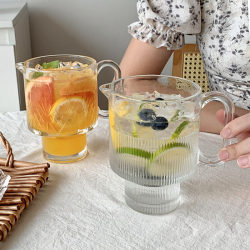Large-Capacity Fruit Tea Glass Cup ins Trendy Internet-Famous Stackable Transparent Drinking Cup with Handle for Juice and Cold Drinks Large-Capacity Fruit Tea Glass Cup ins Trendy Internet-Famous Stackable Transparent Drinking Cup with Handle for Juice and Cold Drinks
