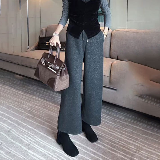 European high-end custom gray large-size sequin wide-leg pants for women 2025 autumn new fashionable casual boutique pants
European high-end custom gray large-size sequin wide-leg pants for women 2025 autumn new fashionable casual boutique pants