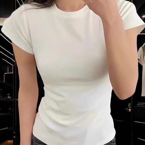 Moses Queen Polo, a slim and elastic slim spring and summer inner round neck short-sleeved T-shirt for women 
Moses Queen Polo, a slim and elastic slim spring and summer inner round neck short-sleeved T-shirt for women