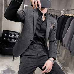 Winter Handsome Striped Blazer Men's Suit Korean Style Slim Casual Suit Jacket Men's Groom Wedding Dress Winter Handsome Striped Blazer Men's Suit Korean Style Slim Casual Suit Jacket Men's Groom Wedding Dress
