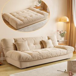 Beiju Cloud Fabric Sofa Bed, Foldable Dual-Use for Living Room, Small Apartment, 2025 New Model, French Style, Three-Seater, Straight Row Beiju Cloud Fabric Sofa Bed, Foldable Dual-Use for Living Room, Small Apartment, 2025 New Model, French Style, Three-Seater, Straight Row