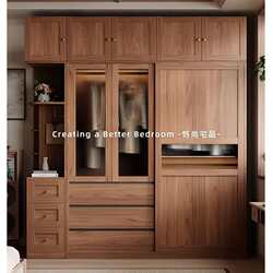 Luxurious Rattan Sliding Door Wardrobe, Antique-Style Bedroom Clothes Storage Cabinet, New Sliding Door Finished Product for Small Apartments Luxurious Rattan Sliding Door Wardrobe, Antique-Style Bedroom Clothes Storage Cabinet, New Sliding Door Finished Product for Small Apartments